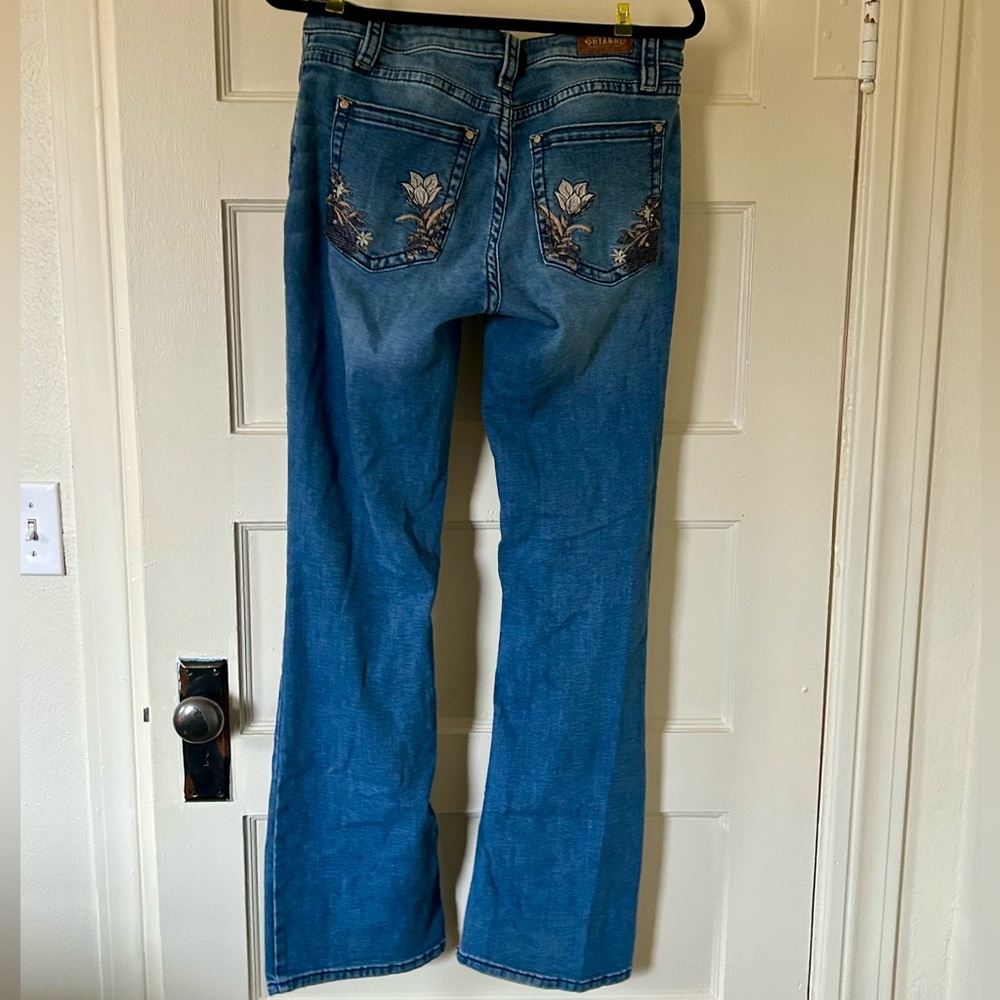 Shyanne Blue Floral Embroidered Flare Jeans
